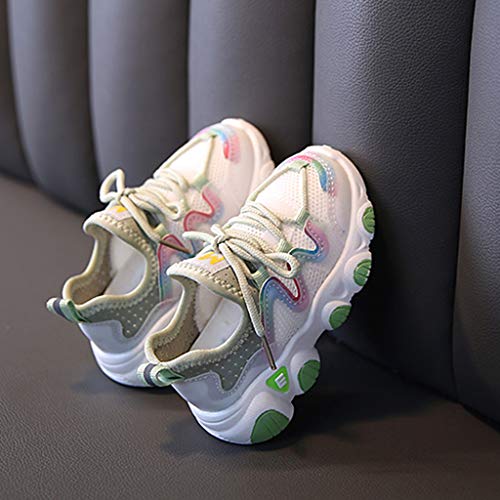 Breathable Girls Infant Shoes Lace Up Baby Toddler Mesh Kids Soft Baby Shoes Infant Shoes (Green, 15-18 Months)2