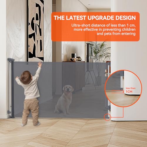 Muaket Treppenschutzgitter/Türschutzgitter Ausziehbare 0-140CM, Treppengitter für Babys und Haustiere Kinderschutzgitter, Einhändiges Öffnen, Kindergitter babygitter tür für Treppen, Türen, Grau
