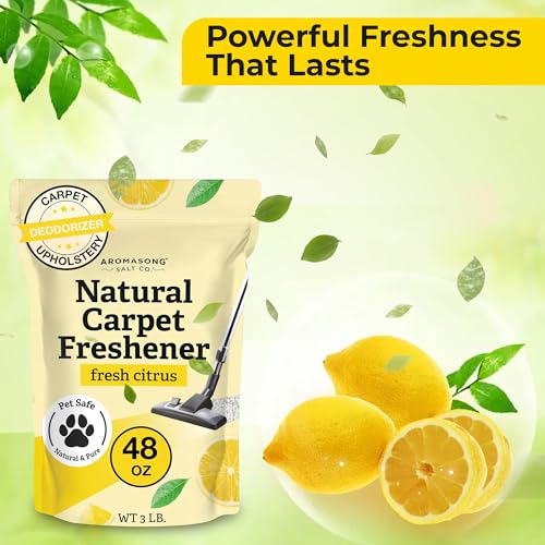 Aromasong Carpet Deodorizer Powder- 2-PACK - 100% Natural Citrus Carpet Freshener - Safe For Pets - Carpet Powder For Vacuuming - Effective Pet Odor Eliminator For Strong Odor & Pet Urine 13 Oz.