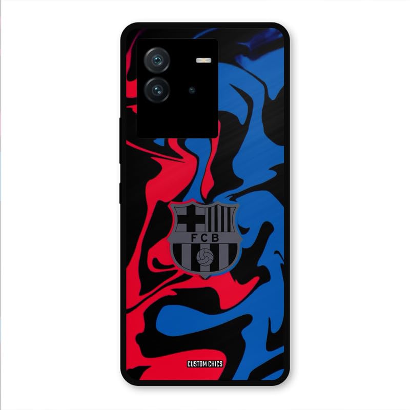 Image of PrintShield FC Barcelona Comic Back Cover for iQoo Neo 6, Shockproof Printed Phone Case with Soft TPU Sides & Anti-Slip Grip