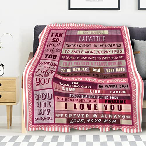 Ksitigarbha to My Daughter from Mom Flannel Blanket Super Soft and Warm for Bed Couch Sofa 50x40 inch for Kids