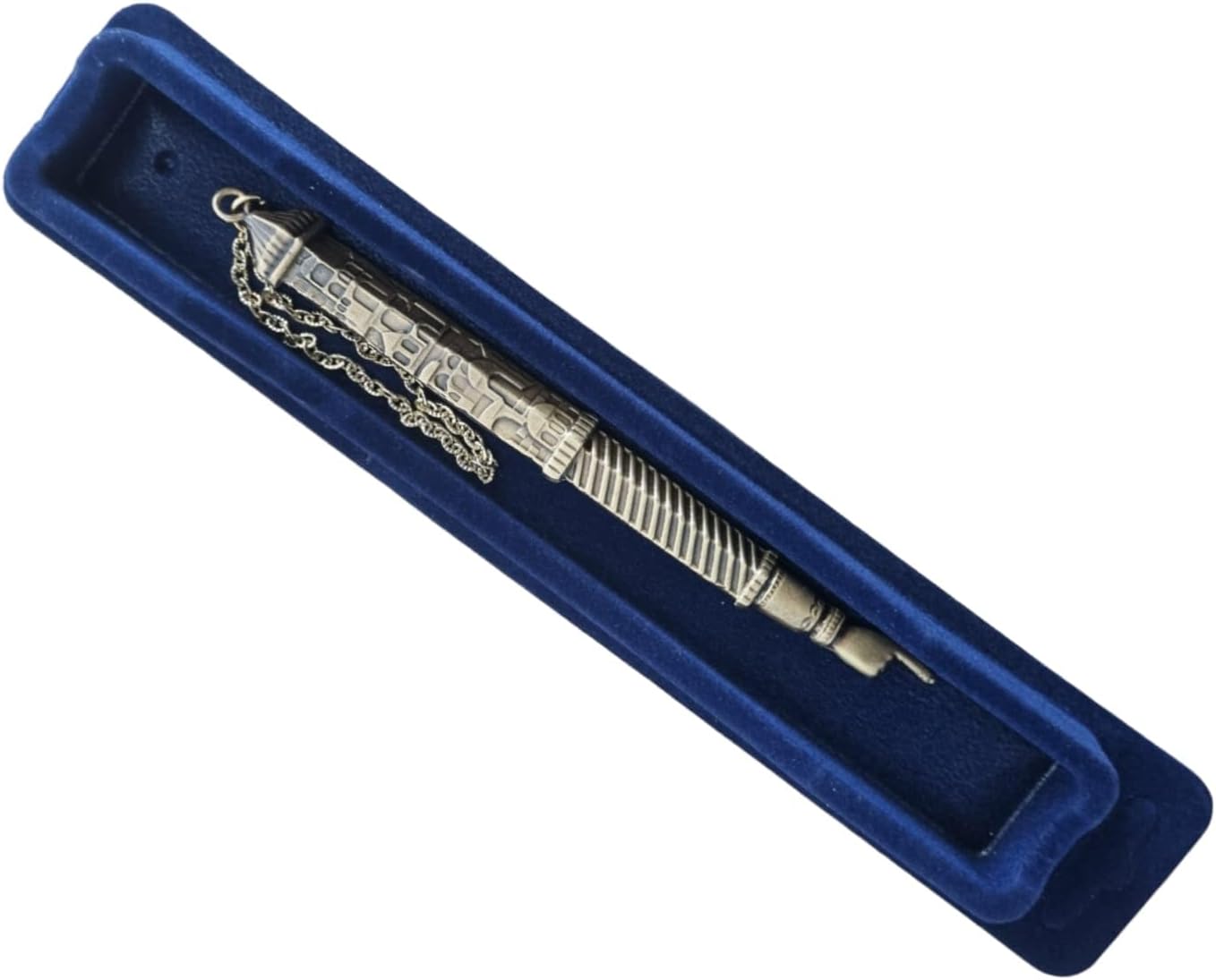 Jerusalem Old City Engraved Torah Pointer Yad with Chain - 6.5" Metal Book Marker for Reading Scripture