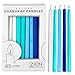Hanukkah Candles for Menorah Box of 45 Multi-Blue Thin Tapered Style Quality Wax Chanukah Menorah Candles with Prayer Card & DIY Dreidel -Fits Most Menorahs – Enough for All 8 Nights- by Zion Judaica