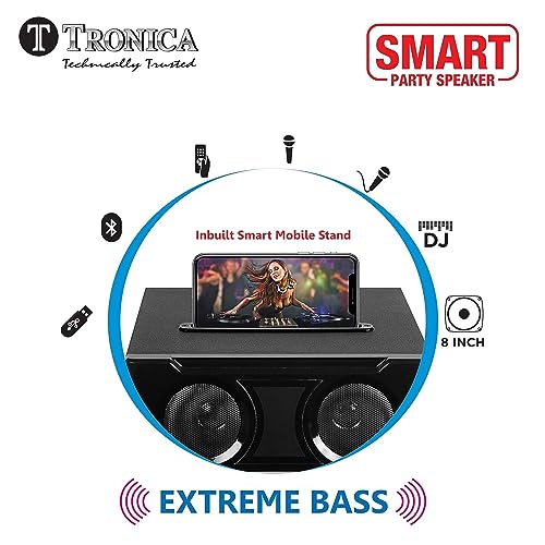 Image of TRONICA Premium Series PS-02 MOGAMBO Wooden 130W Party DJ Home Theater System with 2 Karaoke mics (one Wireless & one Wired) & Remote & Vivid Light Effects - Home Theatre