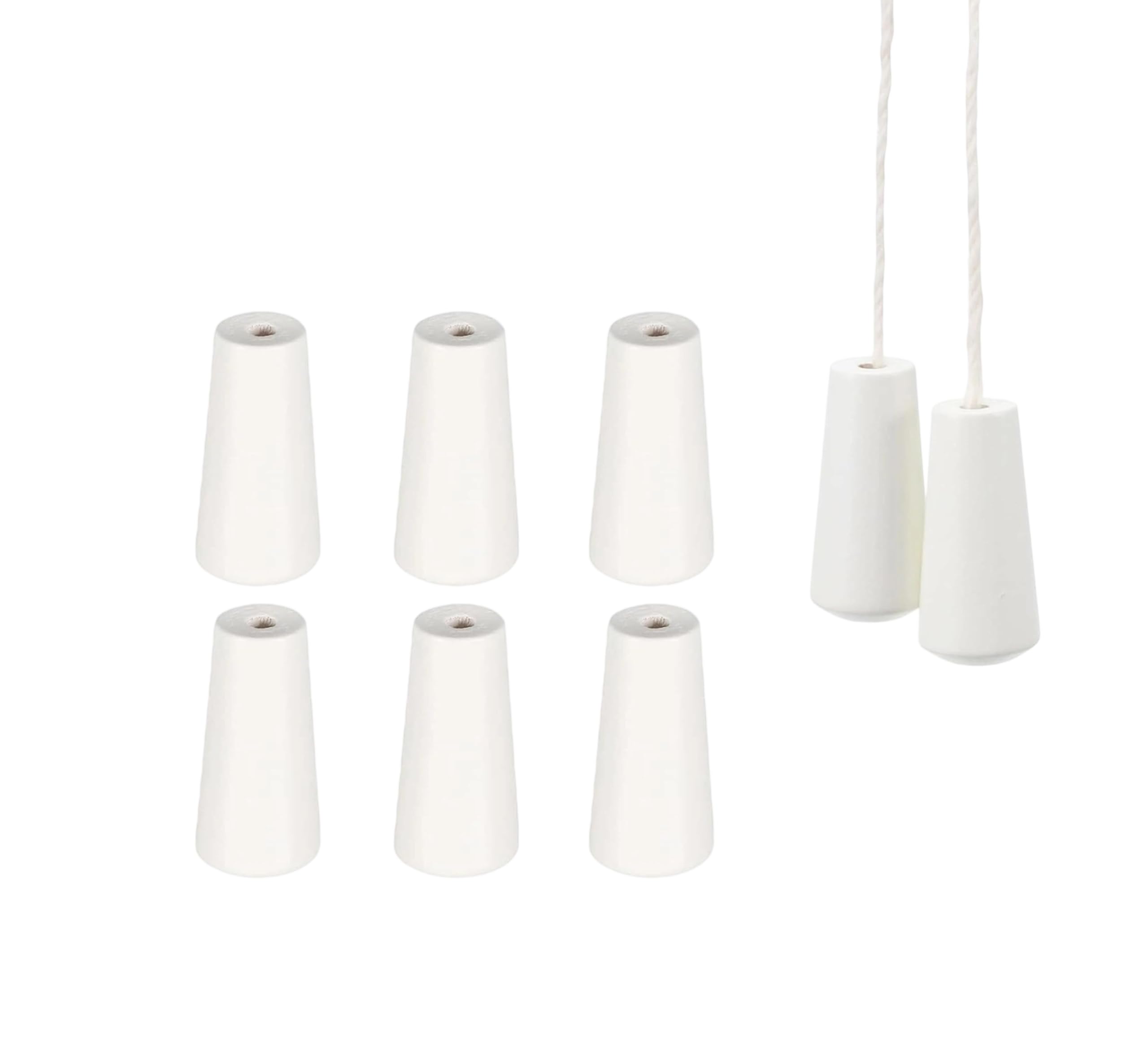 Elenviorina 6PCS Wooden Blind Cord Knobs, White Pull Cord Ends for Roman Blinds, Small Window Blinds & Shades, Wood Tassel Replacement Parts