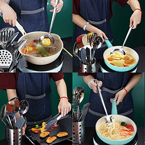 Berglander Stainless Steel Cooking Utensils Set, 13 Pieces Kitchen Utensils Set, Kitchen Tools Set With Utensil Holder Non-Stick And Heat Resistant,Dishwasher Safe, Easy To Clean (13 Packs) #TOP5