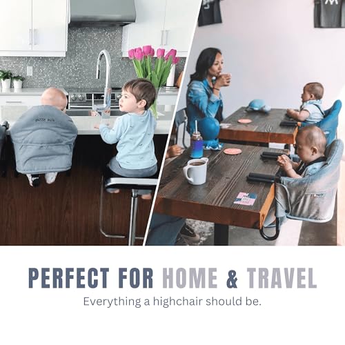 Image of guzzie+Guss Perch Clip-On Table Chair - Easy Setup for Travel (Restaurants, Picnics), at Home (Kitchen Islands, Dining Tables) - Secure & Portable Seating, Machine Washable Fabric - Latte