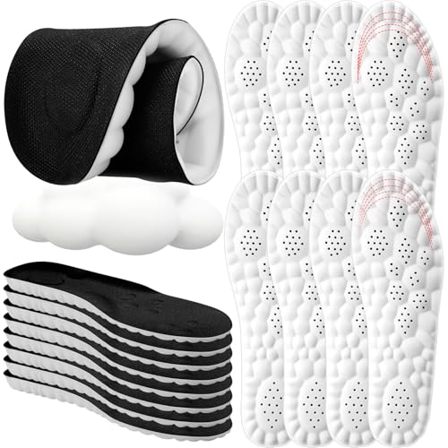 Image of Skicuff 8 Pairs 4D Cloud Insoles for Men Women, Soft Inserts Foam Cushioned Insoles Breathable Anti-Fatigue Inserts for Pain Relief, Sports Walking, Trim to Fit(Men,US 7.5-10.5,Black)
