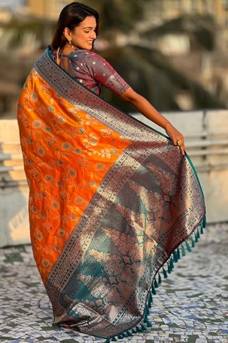 Image of SGF11- Women's Kanjivaram Woven Soft Silk Saree With Blouse Piece