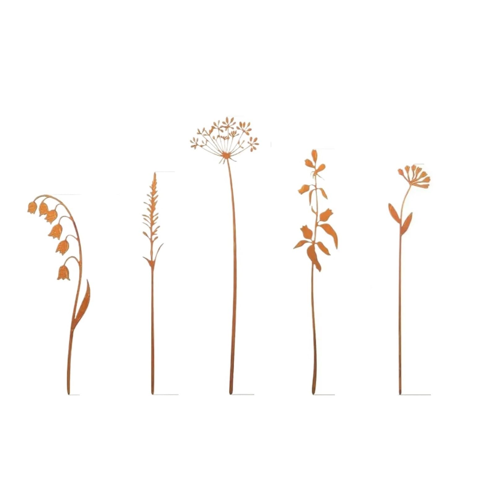 YONMLEDO Metal Flower Stakes Flowers For Outside Rustic 5 Pieces Garden Decor Vintage Home & Garden Accessory For Table Floor Pathway Porch