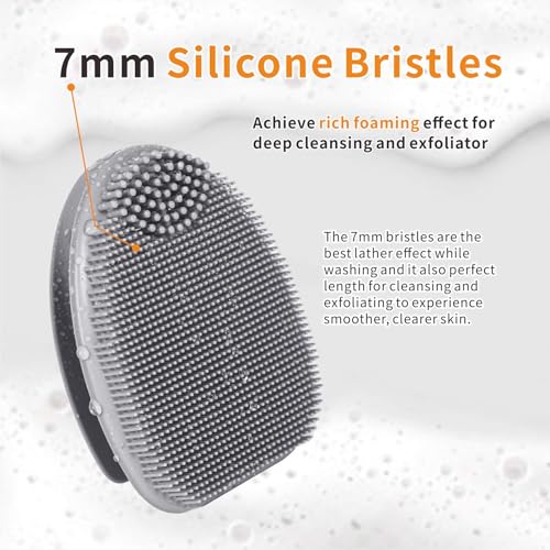 Image of Silicone Face Scrubber,Manual Exfoliating Brush,Handheld Facial Cleansing Brush for Women Men-Blackhead Removing Pore Cleansing Massaging for Sensitive, Delicate, Dry Skin (Black+Gray)