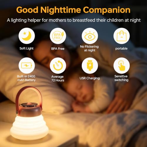 wapentake Portable Night Light for Kids,Baby Night Light with 12 Colors Changing Mode & Stepless Dimming,Rechargeable Collapsible Night Light for Bedroom,Nursery,Bathroom,Hallway — view 5