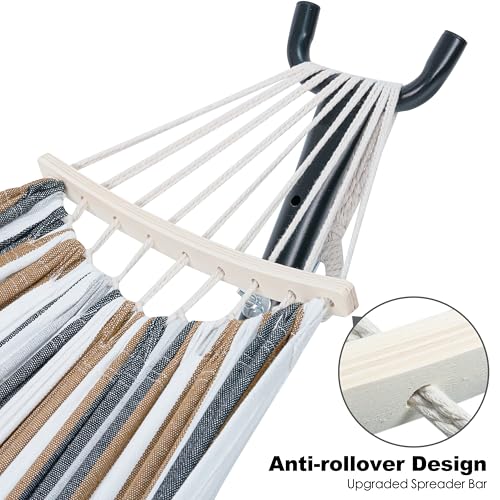 Image of GAFETE Double Hammocks with Stand for Outside, Max 600lbs, (Coffee)