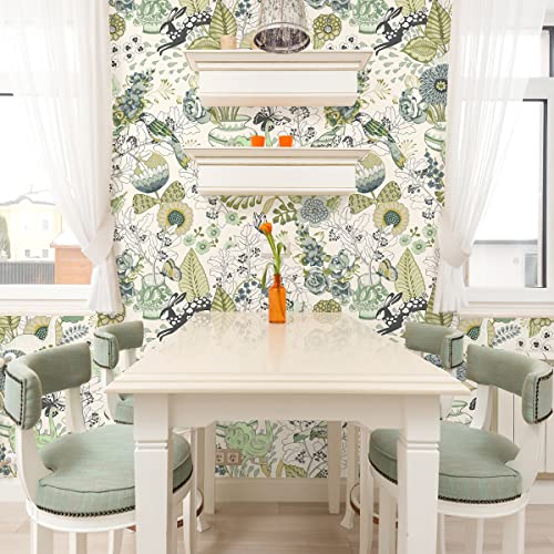 Wudnaye Floral Wallpaper Peel And Stick Wallpaper Floral Contact Paper 17.7 Inch × 118.1 Inch Bird Wallpaper Flower Wallpaper Stick And Peel Removable Decorative Contact Paper For Walls Vinyl #TOP6