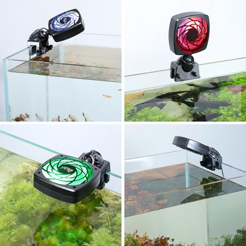 Image of AQQA Aquarium Chiller Fan, Fish Tank Cooling Fan with Wind Speed & Angle Adjustable Timing Function Controller Multiple Lighting Colors, Water Chiller for Freshwater and Saltwater Tanks (1-Fan Head)