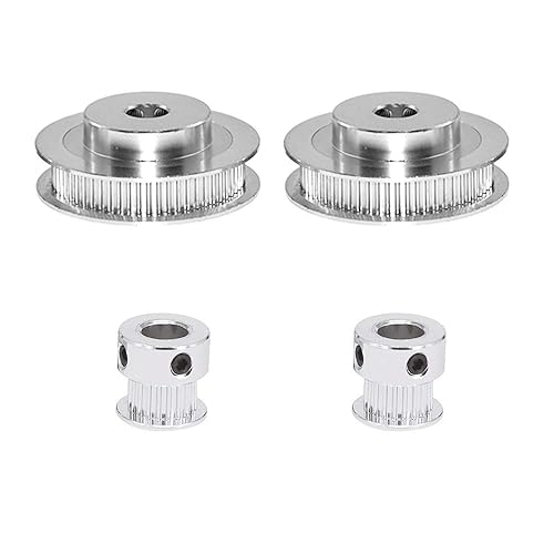 Miniatura 47 de Zeberoxyz Juego de 2 poleas de sincronización de aluminio GT2 de 20 y 80 dientes de 0.472 in de diámetro con 2 correas de longitud de 9.843 in