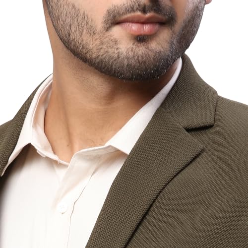 Image of Park Avenue Men's Super Slim Fit Pure Terylene Structure Pattern Notch Lapel Full Sleeve Formal Jacket