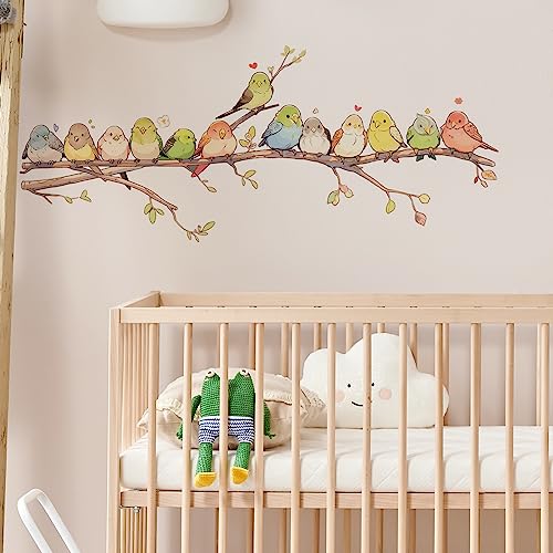 Royolam QTNY088 Cartoon Lovely Birds On The Branch Wall Stickers Nursery Wall Decals For Kid Removable Peel And Stick Wall Art Home Decor Decoration For Classroom Preschool Living Room Bedroom Bathroom thumb #2