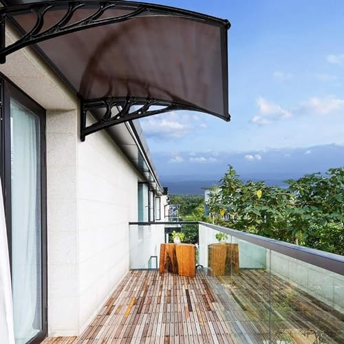 Auvent de porte d'entrée en polycarbonate robuste avec supports en ABS noir pour maison