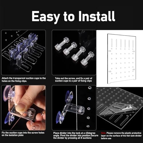 Acrylic Fish Tank Divider with Suction Cups, Aquarium Separator for Optimal Fish Separation and Tank Organization, Perfect for Larrium and Betta Tanks