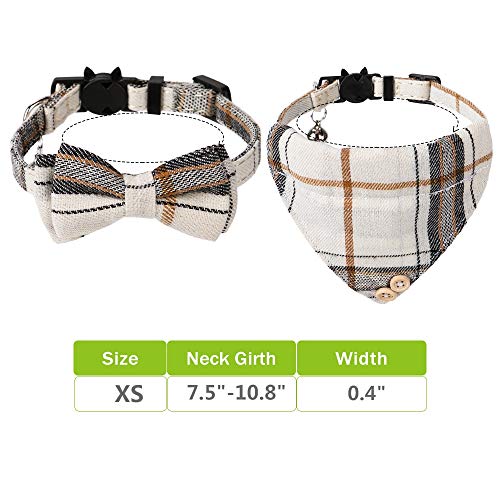 Faleela Breakaway Cat Collar With Bells - 2 Pack Cat Collar With Bells, Cat Collars With Bandana, Accessories For Pet Collars, Adjustable For Cats And Small Dogs #TOP3