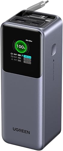 Ugreen Nexode 165W 20000mAh Fast Charging Power Bank with USB-C Cable, Grey
