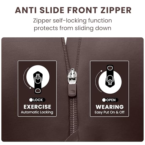 Image of CRZ YOGA Zip Front Cross Back Sports Bras | Molded Cups, Medium to high Support, Training, Adjustable Convertible Straps, Hook and Eye, for Women