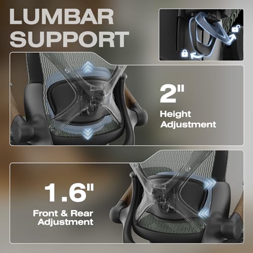 Image of ELABEST X100 Ergonomic Mesh Office Chair with Footrest, Big and Tall Hone Desk Chair with 5D Flip-Up Arms, Adjustable 3D Lumbar Support,Gaming & Executive Computer Chairs