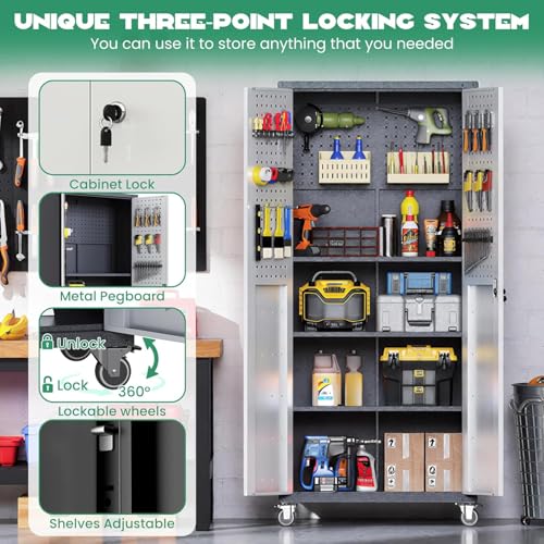 Image of Garage Cabinet System | Heavy Duty Steel All-in-One Modular Garage Cabinet Set for Ultimate Workshop Organization | Easy Assembly Garage Storage Cabinets & Tool Bench