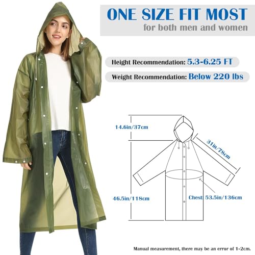 Image of Opret Portable EVA Raincoats for Adults, Reusable Rain Ponchos with Hoods and Sleeves Lightweight Raincoats, 2 Pack