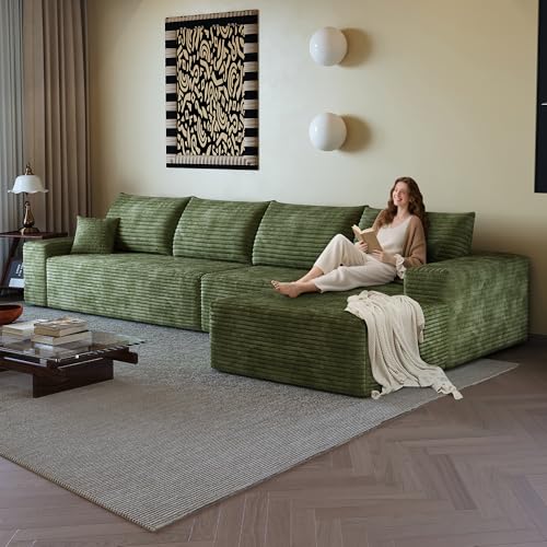 Image of 96 inch Sectional Couches for Living Room Cloud Couch Sofa with L-Shape Upholstered Boneless Couchs Modern Modular Sectional Couch with Chaise