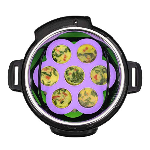 Image of 7PCS Silicone Egg Bites Mold Set with Steamer Rack for 6qt 8qt Instant Pot