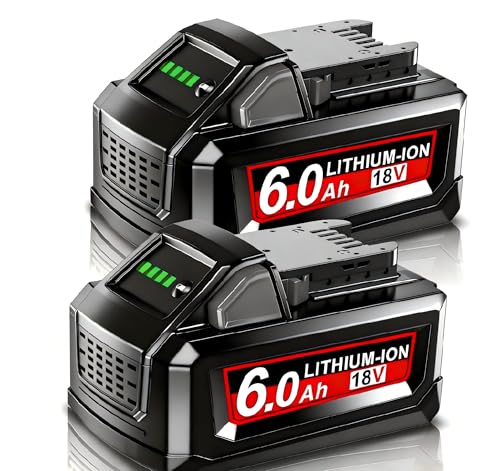 2X 6000mAh Battery for Milwaukee M18 Powtree Replacement for Milwaukee 18V Battery 48-11-1810 48-11-1820 48-11-1850 48-11-1828 48-11-1860 Cordless Power Tool with Indicator (Lithium)