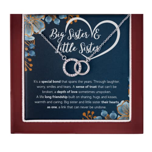 To My Sister Necklace | Gift from Sisters with Message Card & Gift Box | Big & Little Sisters Jewelry | Stainless Steel Necklace for Birthday, Christmas, or Friendship