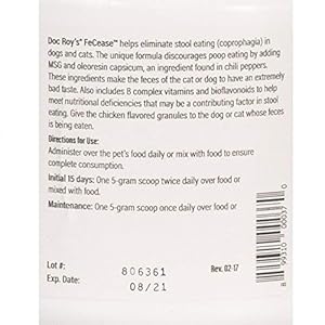 Revival Animal Health Doc Roy’s FeCease- Stool Eating Deterrent- for Dogs & Cats- 300gm Granules
