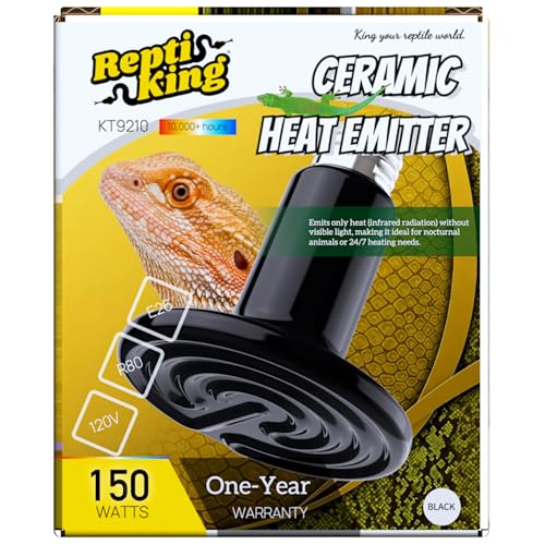 Reptile Heat Lamp, 150W Ceramic Heat Emitter for Bearded Dragon, Snake, Turtle, Ball Python &...