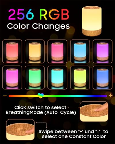 MEDE Night Light Kids Bedroom Touch Lamps Bedside Dimmable,Smart LED Night Light Baby with RGB Changing & Memory,USB Rechargeable Bedside Table Lamp Portable Nightlight for Newborn Breastfeeding - Image 3