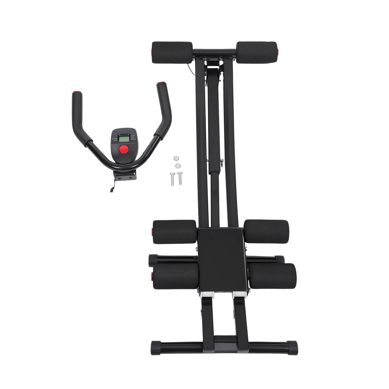 Allenatore addominale pieghevole a 3 livelli di resistenza addominale con display a LED, ruote silenziose, attrezzo per l'allenamento addominale regolabile, 200 kg per allenamento braccia e gambe
