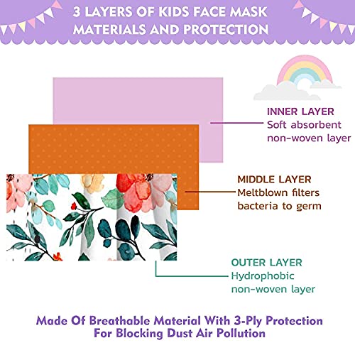 50Pcs Disposable Women Floral Face_Masks With Nose Wire, 3-Ply Breathable Adults Facemasks With 3D Designs,Anti-Fog Facemasks For Glasses Wearers Winter Outdoor Party Holiday (Floral_D) #TOP4