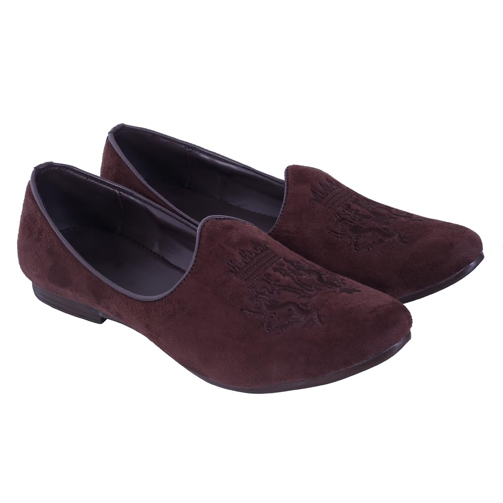 Men’s Ethnic Slip-On Mojari with Regal Embossed Design | Soft Textured Finish Traditional Loafers | Cushioned Comfort for Wedding-image-18