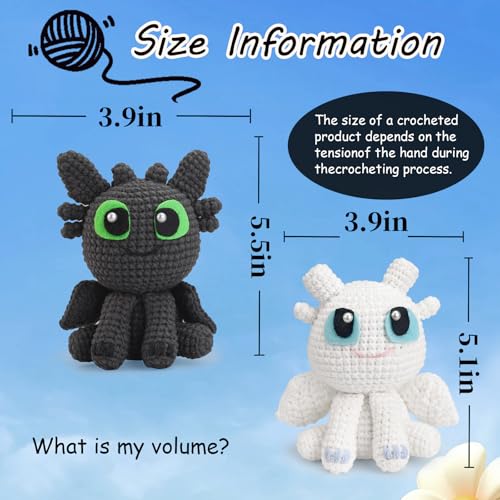 Image of Crochet Kit for Beginners,Beginner Crocheting Animals Kits w Step-by-Step Video Tutorials, Knitting Starter Pack for Adults and Kids,2 Pack Dragon