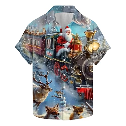 Men's Ugly Christmas Shirt Santa Claus Reindeer T Shirt Chri