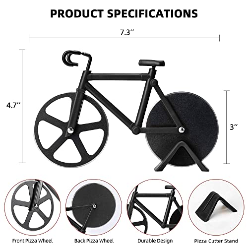 Schvubenr Bicycle Pizza Cutter Wheel - Gifts For Cyclists Men - Housewarming Christmas Gift - Bike Pizza Cutter - Funny Kitchen Gadget - Cool Men’s Gift - Stainless Steel Pizza Slicer(Black) #TOP5