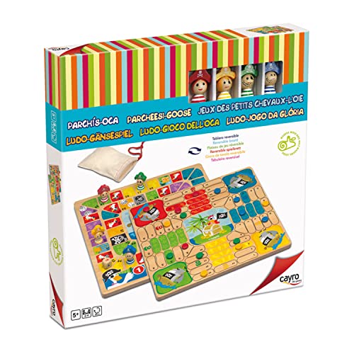 Cayro - Parchis and Goose - + 5 Years - Pirates Model - Double Board Game for Children and Adults - Reversible Board and Wooden Pieces - 2 to 4 Players