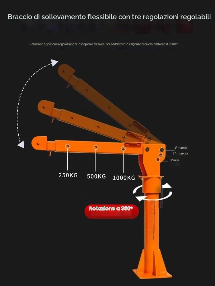 Manovella/Piccola Gru elettrica, Gru Domestica montata su Veicolo 12 V 24 V 220 V, Paranco di Sollevamento Montato su Camion (500 kg 220 V Idraulico B)