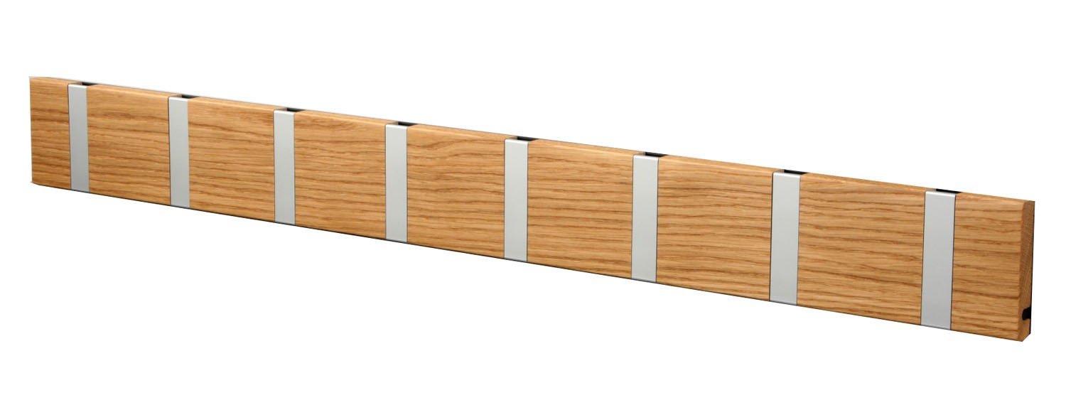 LoCa Garderobe Knax 8 Eiche geölt (Haken klappbar Alu) Garderoben-Leiste Kleiderhaken Flur modern Garderobenpaneel