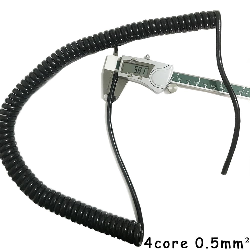 Cavo Elettrico A Spirale Nero - Estensibile Fino A 3 Metri, 4 Nuclei, Per Auto, Computer E Elettronica