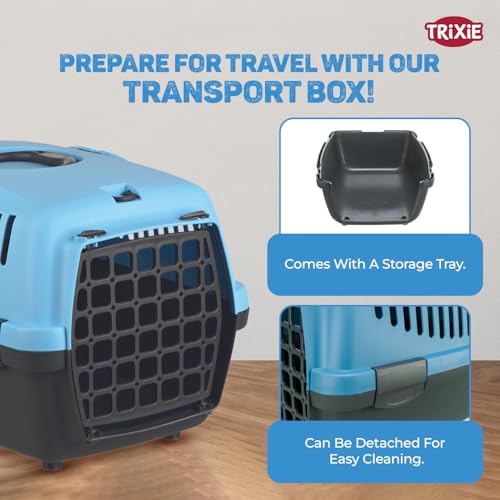 Image of Trixie: - Capri 1 Pet Carrier | Made with Biodegradable Plastic, Perfect for Cats, Dogs, Rabbits and Other Small Animals | Can Hold Upto 6 Kg - 19 x 13 x 12 inch, Pastel Blue