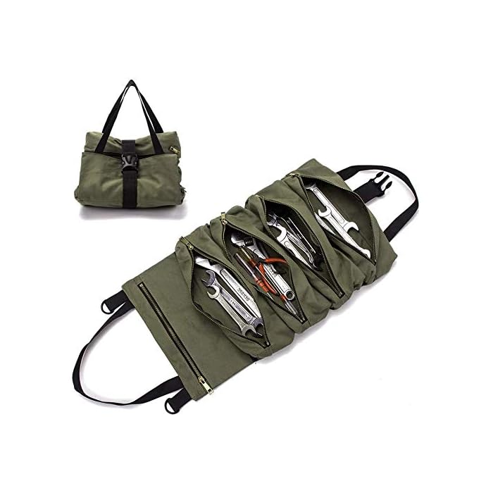 Buy Tool Roll, Wrench Canvas Velocity Tool Bag, Green Roll Up Tool Bags