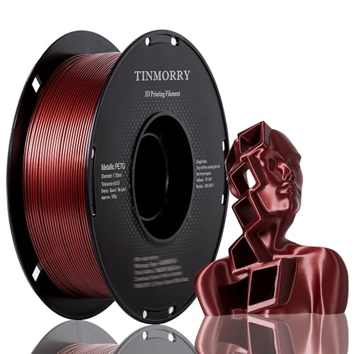 Image of TINMORRY Metallic PETG Filament 1.75mm, Rapid PETG 3D Printer Filament, PETG with a Rapid Flow Rate, Compatible with Bambu Lab FDM 3D Printer, 1KG 1 Spool, Metallic Dark Red